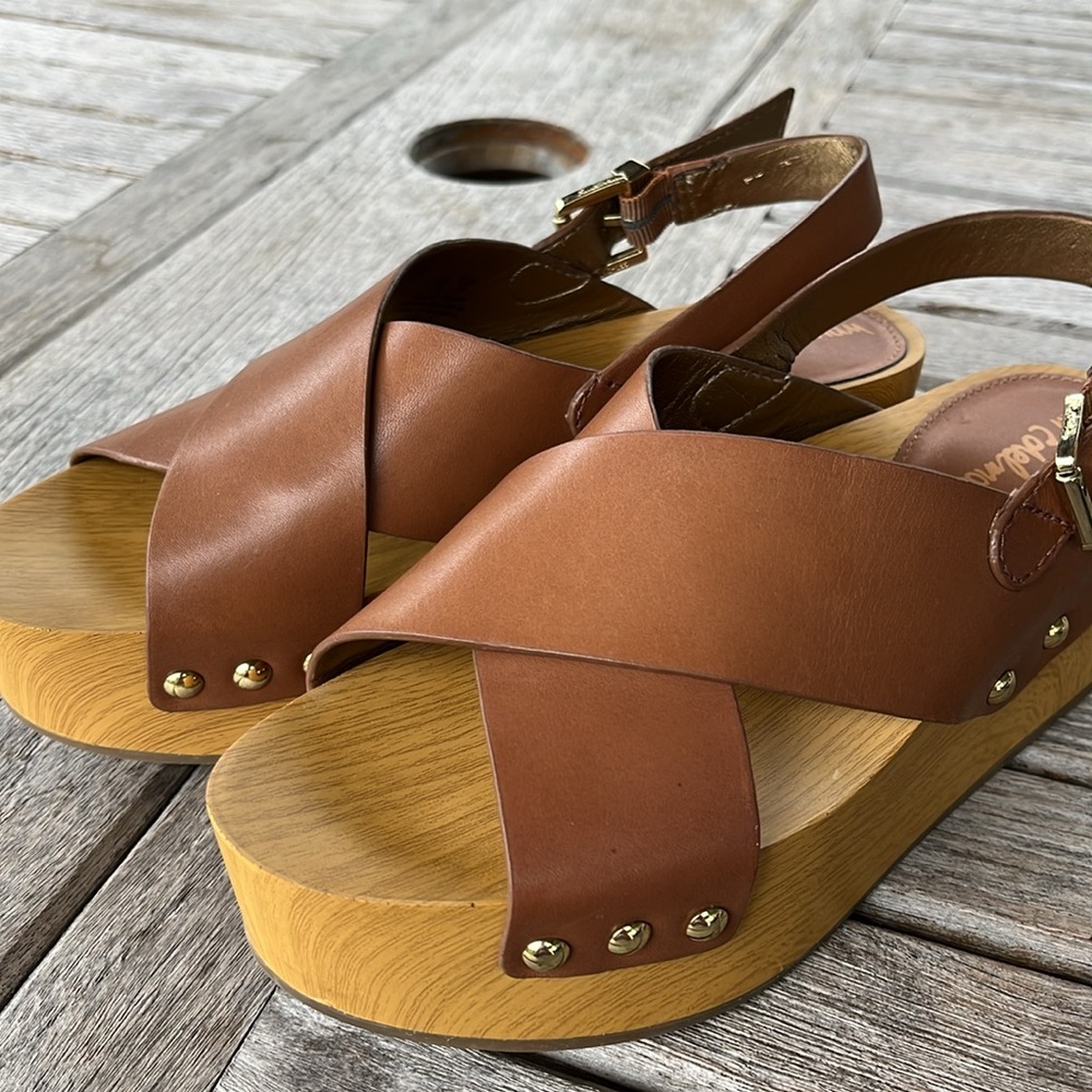 ☀️🍉🏝️ Sam Edelman Bentlee Elevated Platform Studded Ankle Sandal Size 7